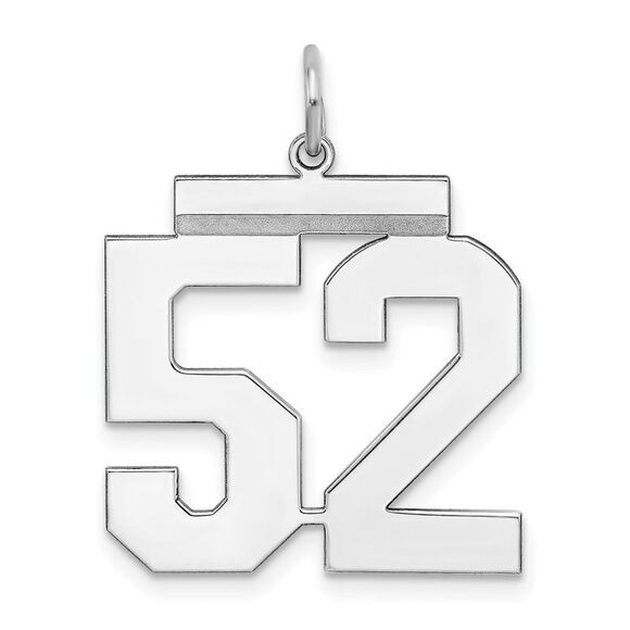 Sterling Silver Athletic Collection Large Polished Number 52 Pendant